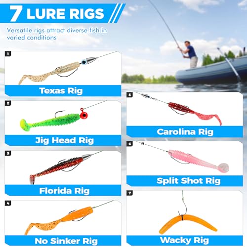 PLUSINNO Fishing Lures, 137Pcs Tackle Box with Tackle Included, Crankbaits, Spoon, Hooks, Weights & Other Accessories, Fishing Bait Lure Gear Kit Gift for Men Bass Freshwater - color: BLUE