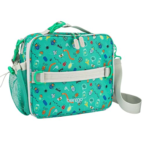 Bentgo Kids Lunch Bag - Durable, Double-Insulated Lunch Bag for Kids 3+; Holds Lunch Box, Water Bottle, & Snacks; Easy-Clean Water-Resistant Fabric & Multiple Zippered Pockets (Bug Buddies) - color: Bug Buddies