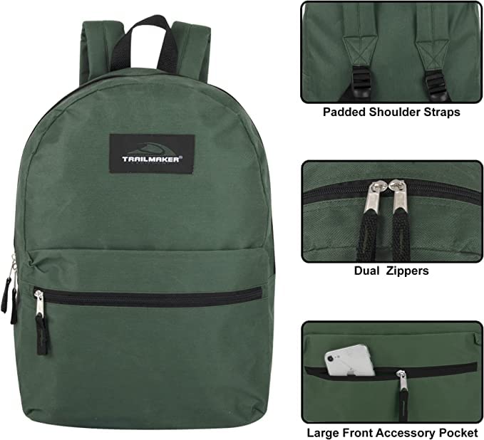 Trail maker Backpack with School Supplies for Kids - 20 Piece Back to School Supplies with 17" Backpack (Green Pack) - color: Green Pack