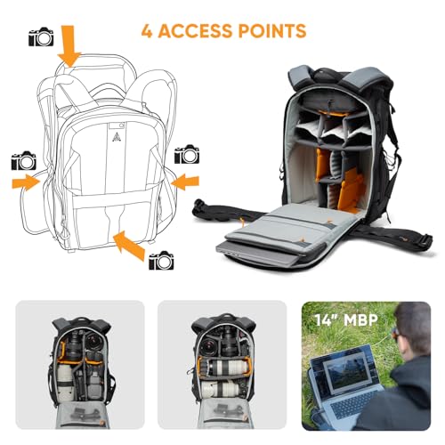 Lowepro ProTactic BP 350 AW III Camera Backpack, 4-point Access, Professional Camera Bag, DSLR/Drones/Mirrorless, Up to 14" Laptop, Rain Cover, for Photographer,Videographer, Volume 17L - style: Bp 350 Aw III - New