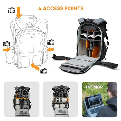 Lowepro ProTactic BP 350 AW III Camera Backpack, 4-point Access, Professional Camera Bag, DSLR/Drones/Mirrorless, Up to 14" Laptop, Rain Cover, for Photographer,Videographer, Volume 17L - style: Bp 350 Aw III - New