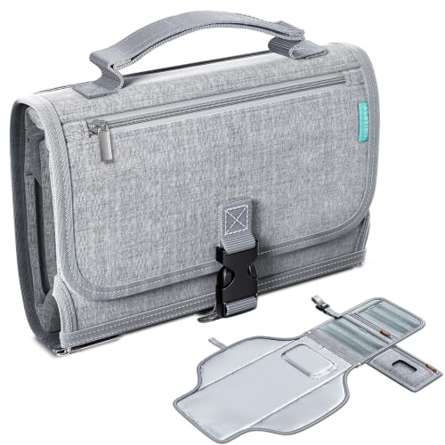 Alatino Portable Diaper Changing Pad for Baby, Detachable Travel Changing Pad with Baby Wipes Pocket, Gifts for Baby Shower, Newborn Girls and Boys (Austere Grey) - color: Austere Grey
