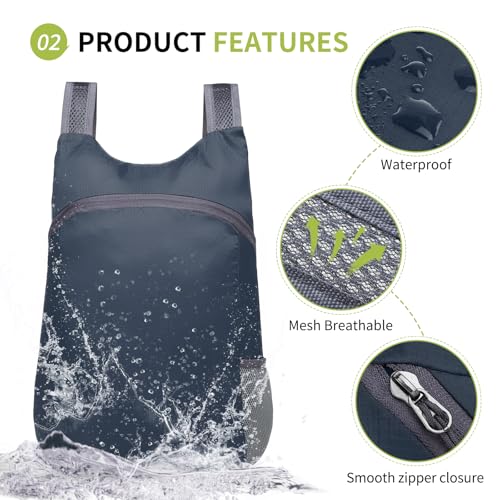 20L Ultra Hiking-Daypack Lightweight Foldable Travel Packable Backpack for Camping Cycling Outdoor, Navy Blue - color: Navy Blue