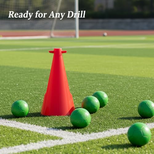 Red PE Plastic Agility Cones for Sports Training, Stackable Field Markers for Soccer and Basketball Drills - size: 3.94 x 3.94 x 7.87"