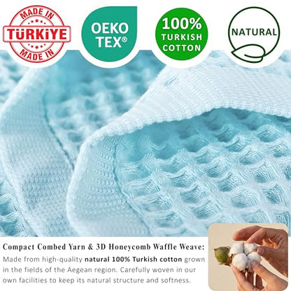PÜSKÜL Natural 100% Turkish Cotton Waffle Bath Towels Set of 2-Piece | 32x63 Extra Large Absorbent Quick-Dry Lightweight Spa Towel | Luxury Sauna Accessories (Aqua Turquoise Bath Towels - Pack of 2) - color: Turquoise