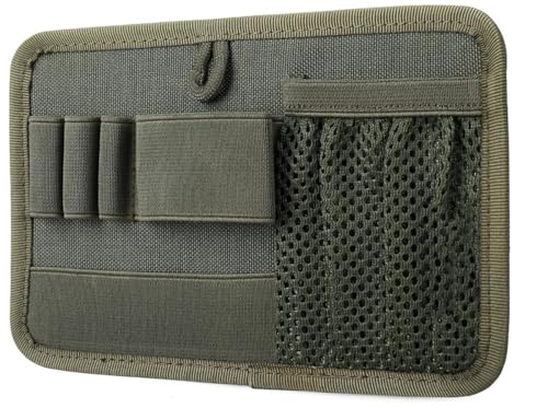 Tactical Bag Insert Panel Organizer - Hook and Loop Modular Utility Admin Panel for Backpack, Vest, Pack | EDC Organizer with Elastic Webbing & Mesh Pocket - color: Green