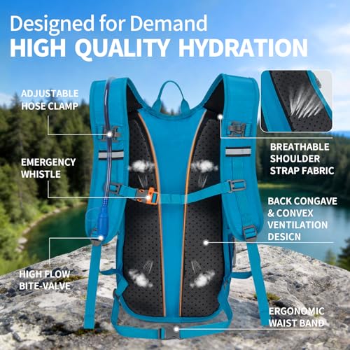 KABAQOO Hydration Backpack, 18L Multipurpose Hiking Backpack with 3L Water Bladder, Water Backpack Insulated Hydration Pack Ideal for Hiking and Cycling - color: Blue