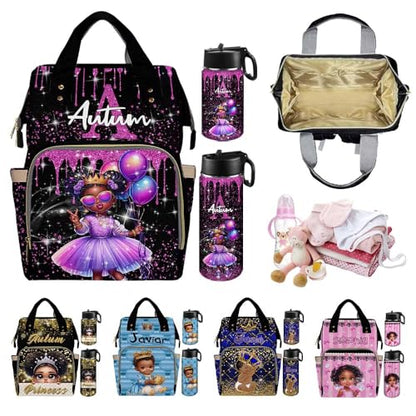 Custom Diaper Bag with Name,Personalized Diaper Bag Backpack &Insulated Water Bottle Mother Gift,Custom Monogram Baby Travel Bag Nursing Diaper Mommy Backpack with Adjustable Shoulder Straps Nappy Bag - color: Design 16