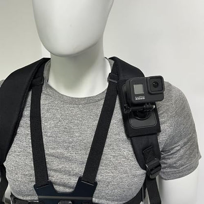 Reflex Camera 360° Rotation Backpack Shoulder Strap Mount Adapter Compatible with Go Pro Hero 13-9, Insta 360 X3/X2, D J I Osmo Action 3/2 – Hands-Free, Adjustable, Secure Action Camera Clip Mount
