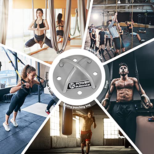 POWER GUIDANCE Wall and Ceiling Mount Bracket for Suspension Straps, Gymnastic Rings, Yoga Swings & Hammock Resistance Band Battle Rope - color: Sliver (set of 2)