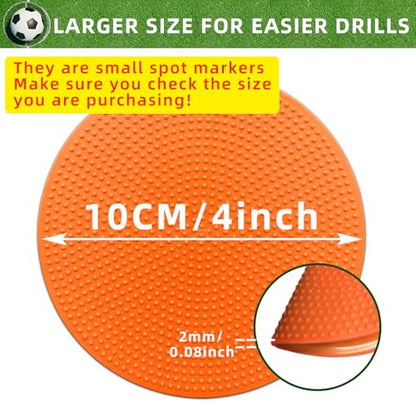 Poly Spot Markers 4inch/9 inch Non-Slip Rubber Agility Markers Flat Field Cones Floor Dots for Football, Soccer, Basketball Training Markers, School Activities, Exercise Drills, Social Distancing - style: 4 inch 24Pcs(Red-orange)