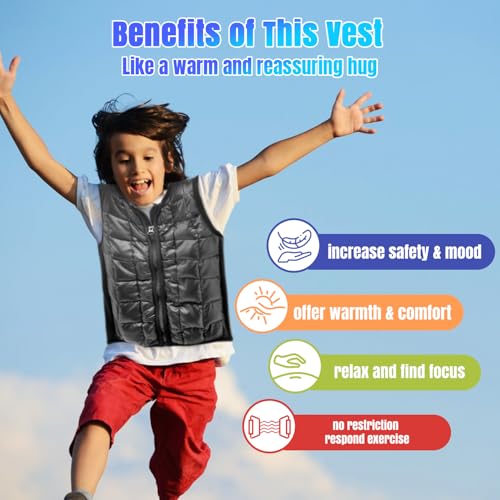 Weighted Vest for Kids, Sensory Support for Children with 2lb Weights, Breathable & Washable for Active Play (Grey) - size: Small(Ages 2-5)
