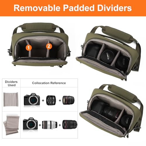 Besnfoto Camera Bag Crossbody Waterproof Sling Purse Case Small Photography Shoulder Messenger Bag Backpack with Tripod Holder for DSLR SLR Mirrorless Camera - color: Green