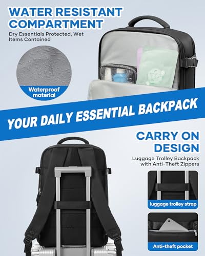 WONHOX Vacuum Seal Travel Backpack with Air Pump Compression Vacpack Waterproof Carry On Backpack for Travel Women men with Vacuum System Laptop Airlines Approved Daypack Space Saver Bags Black - color: B12-black(with Air Pump)