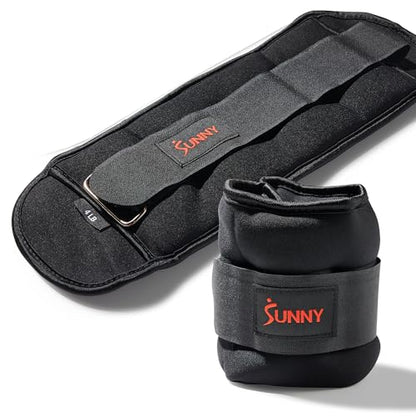 Sunny Health & Fitness Ankle Weights for Women, Men & Kids – Adjustable 1–5 lb Pair | Wrist, Arm & Leg Weights for Walking, Pilates, Yoga & Cardio - size: 4 LB