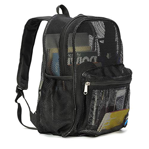 K-Cliffs Heavy Duty Mesh Backpack Quality Classic Student Net Bookbag Durable See Through Simple Netting Daypack Basic School Bag Black - color: Black