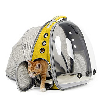 Back Extension Cat Travel Carrier Backpack (Yellow, Clear Window) - color: Yellow