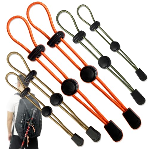 6-Pack Elastic Rope Fasteners - Backpack Accessories for Organizing Gear, Trekking Poles, or Camping Equipment (Army Green/Khaki/Orange)