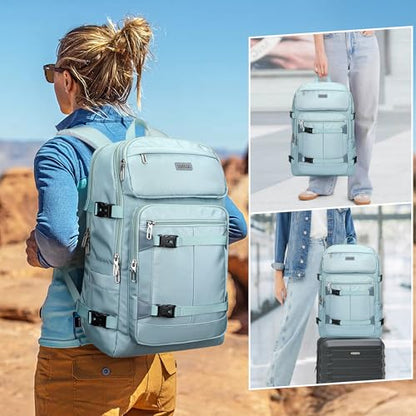 PIJUSHI Travel Backpack for Women Flight Aprroved Carry on Bag Large Casual Luggage Backpack Fit 16 inch Laptop(PE050 Teal Blue) - color: Teal Blue