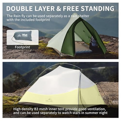 Naturehike Cloud Up 1 Person Tent, Lightweight Backpacking Tents for One Man, Waterproof Ultralight One Person Tent for Camping Hiking Backpacking - color: Forest Green
