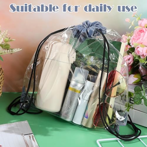 Shappy 30 Pcs Clear Drawstring Backpack, Plastic Waterproof Transparent Stadium Bags String Bag for Gym Travel (Multi-color) - color: Multi-color