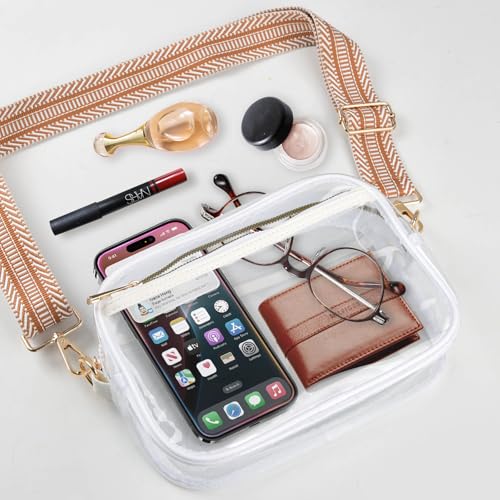 Clear Bag Stadium Approved, Clear Crossbody Bag Purses for women for Concert, Sports, Festivals - color: White-01