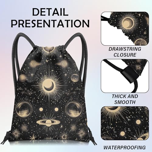 Drawstring Backpack Draw String Bag Sports Gym Bags Waterproof Cute Aesthetic Sackpack for Women(13"×17")-New Moon - color: Z48-new Moon