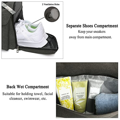 Gym Bags for Men Gym Duffle Bag Backpack 3-Way Sports Duffel Bags for Men with Shoe Compartment & Wet Pocket - color: gray