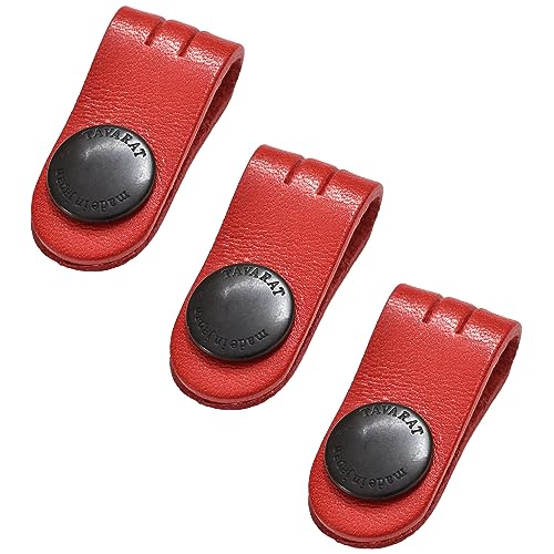 TAVARAT Cord Organizer, Cable Organizer, Charger Organizer, made in Japan, Genuine Leather, Cable Straps, Cable management, Cable Holder (Red, set of 3) - color: Regular Size, Red, Set of 3