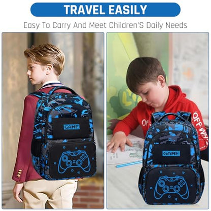 Glow in The Dark Backpack for Boys - Game Boys Backpack for Kids Children Teens Elementary Middle School - 17″ Gamer Bookbag Travel Back Pack for Age 6-18 - color: Game001-backpack Only