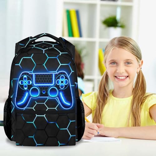 Gaming Backpack for Boys - 17 Inch Gamer Backpacks for Kids Toddler, Lightweight Durable Bookbag for Middle School High School - color: Blue
