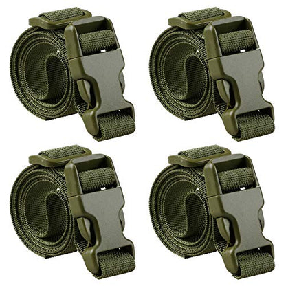 MAGARROW 24" 40" 60" 100" Strap Buckle Packing Straps Adjustable 1-Inch Belt - color: Army Green (4-Pack), size: 1" Wide - 24" Long