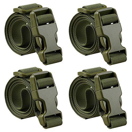 MAGARROW 24" 40" 60" 100" Strap Buckle Packing Straps Adjustable 1-Inch Belt - color: Army Green (4-Pack), size: 1" Wide - 40" Long