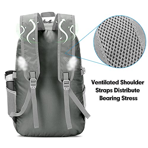ZOMAKE Lightweight Packable Backpack - 35L Light Foldable Hiking Backpacks Water Resistant Collapsible Daypack for Travel(Dimgray) - color: Dimgray