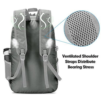 ZOMAKE Lightweight Packable Backpack - 35L Light Foldable Hiking Backpacks Water Resistant Collapsible Daypack for Travel(Dimgray) - color: Dimgray