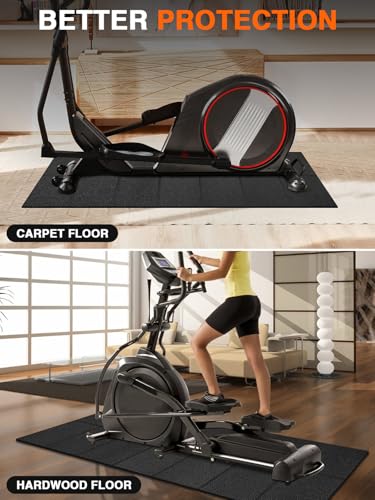 Treadmill Mat 63"x30", WERCHO Foldable Walking Pad Mat for Carpet Hardwood Floors 6mm Heavy-Duty Exercise Equipment Mat for Treadmill,Spin Bike,Elliptical Trainer,Exercise Equipment - size: 63"L x 30"W x 0.24"Th