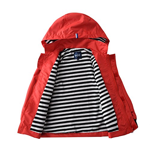 M2C Boys Girls Hooded Cotton Lined Rain Jacket Light Windbreaker - color: Red, size: 3T