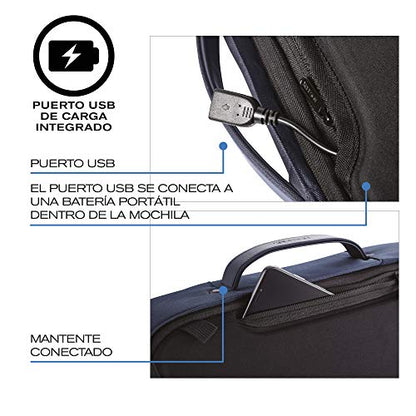 XDDesign Bobby Bizz 10 Liter Anti Theft Laptop Backpack with Padded 15.6" Laptop Sleeve, smart password lock, Water Repellent, USB Charging Port, travel backpack carry on flight for men and women - color: Blue