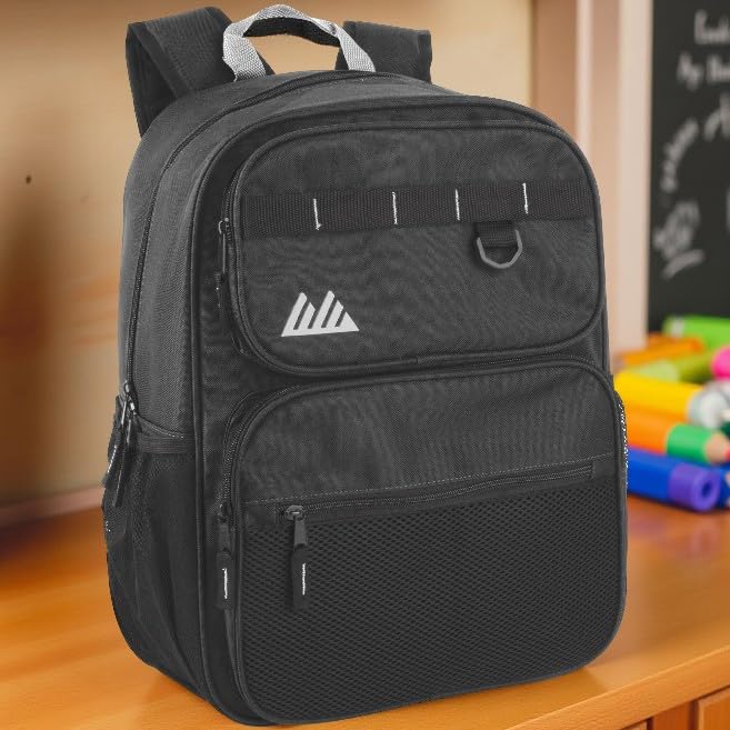 Summit Ridge Travel Backpack for Men and Women, Spacious Work Daypack with Water Bottle Pockets (Black) - color: Black