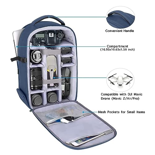 MOSISO Camera Backpack, DSLR/SLR/Mirrorless Photography Camera Bag 15-16 inch Waterproof Hardshell Case with Tripod Holder&Laptop Compartment Compatible with Canon/Nikon/Sony, Steel Blue - color: Steel Blue