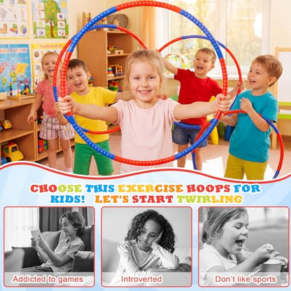 Vinsot Toy Hoop Detachable Plastic Hoops Exercise Equipment Toy Adjustable Rings for Sports Party Game Dance Pet Training - color: Red,Blue