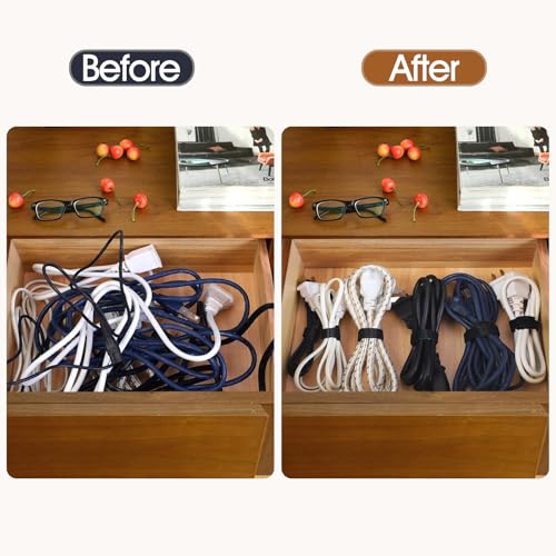 MVYC 200PCS Reusable Cable Ties Wire Ties Cord Organizer Cable Organizer Adjustable Cable Management Black 4+6+8+10 inch - size: 4+6+8+10 Inch (Black)