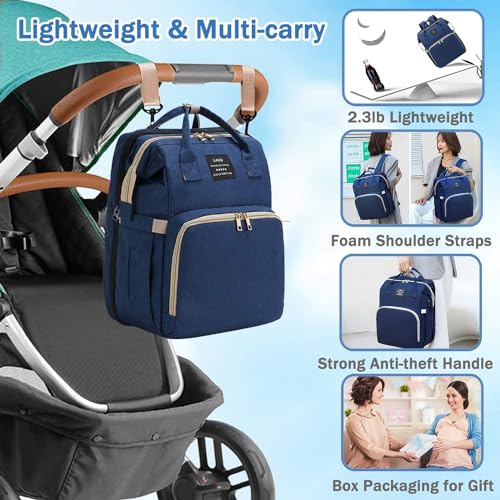 ANWTOTU Baby Diaper Bags with Changing Station,900D Oxford Waterproof Diaper Bag Backpack for Moms Dads with USB Charging Port,Large Capacity Baby Essentials(Ungrade Blue) - color: Ungrade-blue