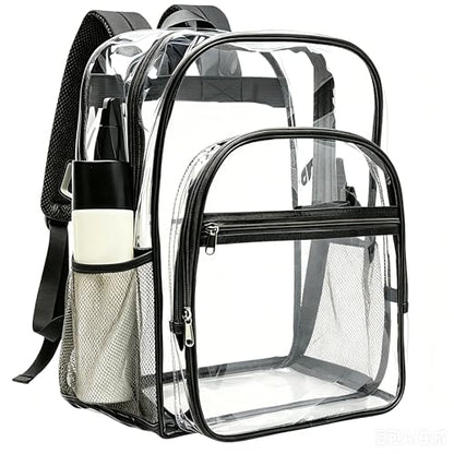 gdbis Clear Backpack Heavy Duty, 17 inch Large PVC Transparent Bag with Reinforced Strap Stitches and Laptop Sleeve See Through Casual Backpack for Work Concert Travel Security - Black - color: Xl-black