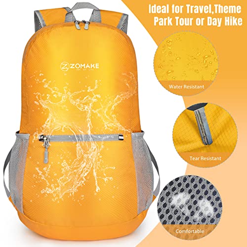 ZOMAKE Ultra Lightweight Hiking Backpack 20L, Packable Small Backpacks Water Resistant Daypack for Women Men(Yellow) - color: Yellow