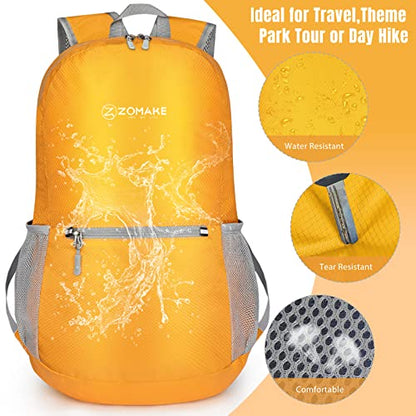 ZOMAKE Ultra Lightweight Hiking Backpack 20L, Packable Small Backpacks Water Resistant Daypack for Women Men(Yellow) - color: Yellow