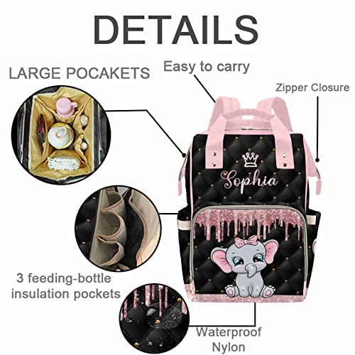 MyPupSocks Diaper Bag Backpack in Pink Personalized with Name Custom Mommy Nursing Baby Bags Multifunction Nappy Daypack with Large Capacity Casual Backpack Holiday Gift for Women - color: Multi #29