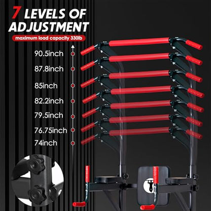 Multi-Functional Pull Up Bar, Adjustable Dip Bar, Pullup Bar with Foldable Bench, Strength Training Equipment for Home Gym