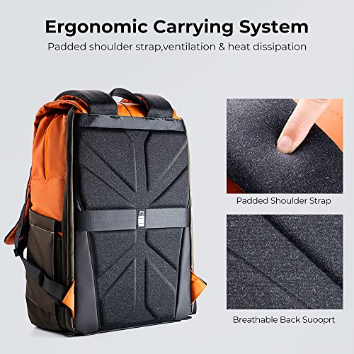 K&F CONCEPT Camera Backpack, Camera Bags for Photographers Large Capacity Camera Case with Raincover,15-15.6 Inch Laptop Compartment Compatible for Canon/Nikon/Sony/DJI Mavic Drone(Backpack 20L) - color: 04-orange