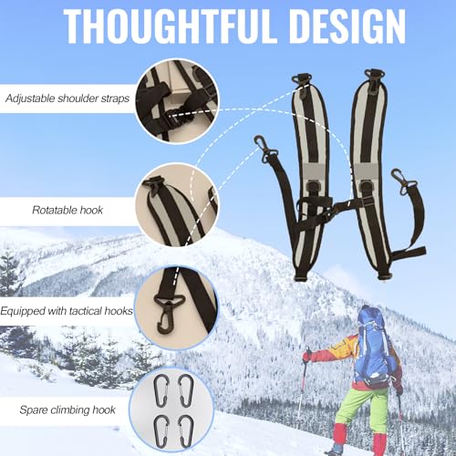 PAASTAl Backpack Straps,Relacement Adjustable Padded Shoulder Straps for Bag, with Metal/Plastic Clips. - color: Gray Plastic